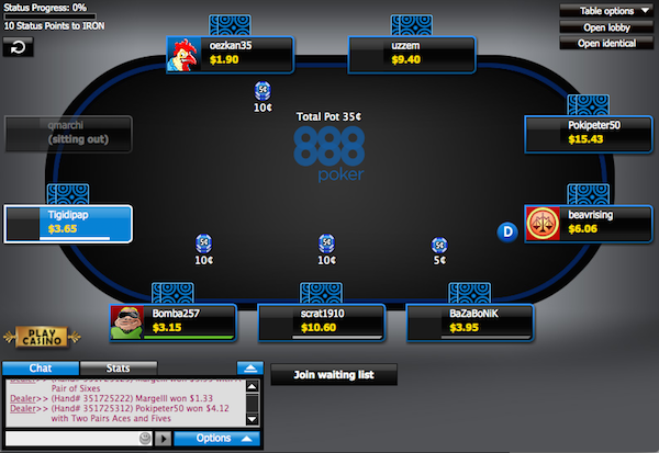 online 888 poker